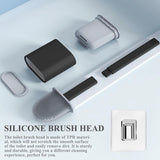 Siliconen toiletborstel met platte en flexibele kop, toiletborstels en houder, zwart, toiletborstel Siliconen toiletborstel voor badkamer en toilet