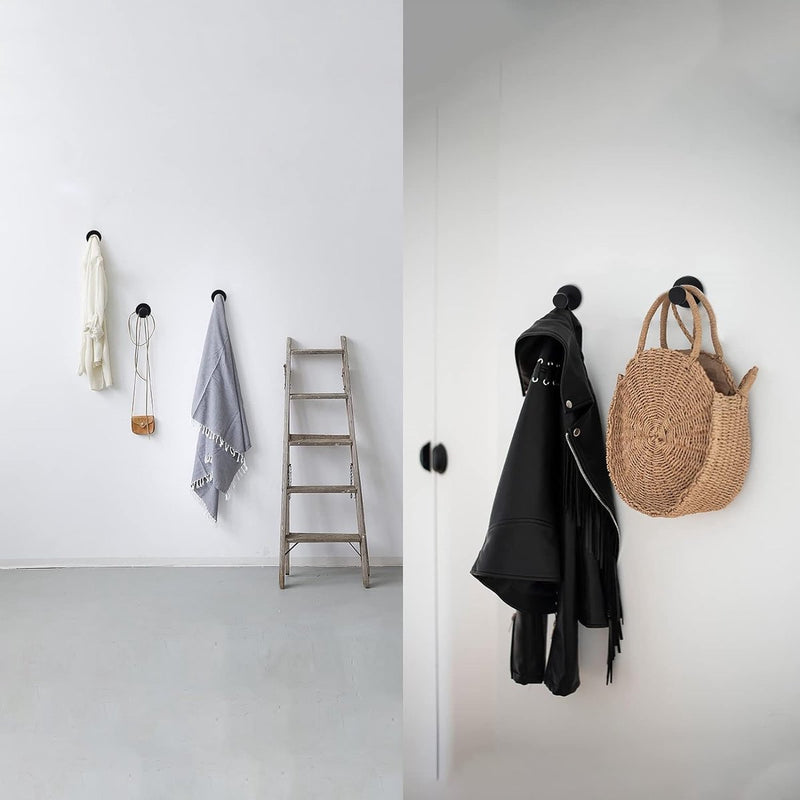 16 stuks ronde kledinghaken, garderobehaken, wandhaken, zwart, 53 mm, roestvrij staal, handdoekhaken, zwart, incl. bevestigingsmateriaal, roestvrije kledinghaken voor badkamer, keuken