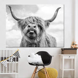 Nordic Highland koe canvas foto's, wandprint schilderij Schotse hooglanden koe prints wandschilderijen, moderne hooglandrundvlees muurkunst poster woonkamer decoratie, geen lijst (50 x 70 cm)