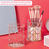 Set van 2 roségouden pennenhouder Mode opengewerkte ijzeren kunst schrijfinstrumentenhouder Make-upborstelhouder Make-upborstelhouder Potloodhouder Metalen pennenhouder Bureau (roze)