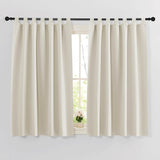 gordijnen keuken modern lusgordijn set van 2 H 145 x B 140 cm raamgordijnen met lussen gordijn ondoorzichtig keukengordijnen black-out Curtain, lichtbeige