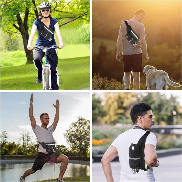 Heuptas voor drinkfles, waterdicht en afsluitbaar vak voor mobiele telefoons tot 16,76 cm (6,6 inch) zoals de iPhone 6 / 6 Plus / 7 / 7 Plus, voor joggen, fietsen, reizen, wandelen, voor dames en heren