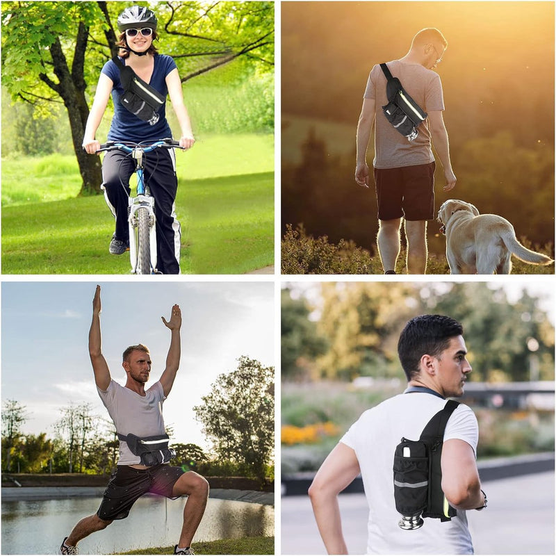 Heuptas voor drinkfles, waterdicht en afsluitbaar vak voor mobiele telefoons tot 16,76 cm (6,6 inch) zoals de iPhone 6 / 6 Plus / 7 / 7 Plus, voor joggen, fietsen, reizen, wandelen, voor dames en heren