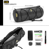 Fietsstuurtas, multifunctionele fietstas voor stuur, opbergtas met schouderriem voor MTB, racefiets, zwart, ca. 2,4 l
