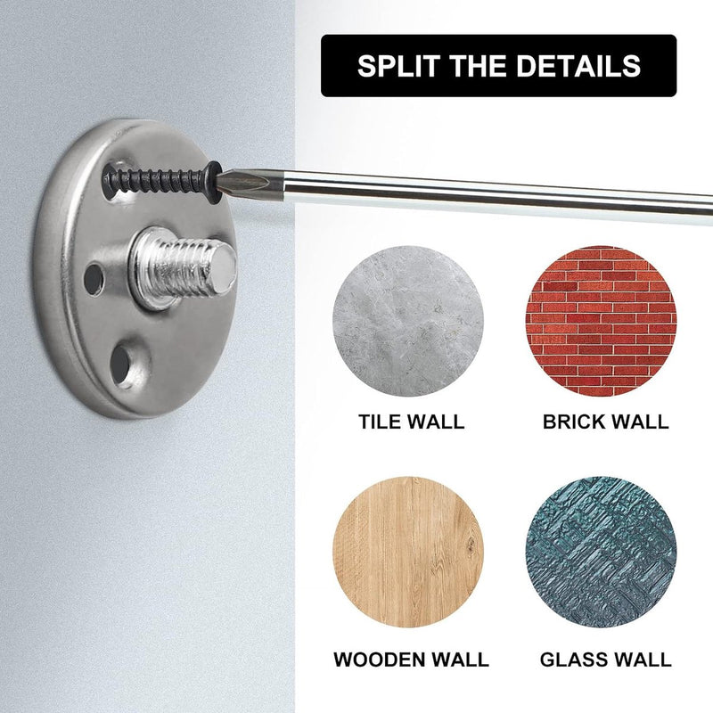 16 stuks ronde kledinghaken, garderobehaken, wandhaken, zwart, 53 mm, roestvrij staal, handdoekhaken, zwart, incl. bevestigingsmateriaal, roestvrije kledinghaken voor badkamer, keuken