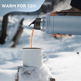 Thermoskan 1 liter, thermosfles met drinkbeker voor onderweg, thermosfles van roestvrij staal met handvat, lekvrij, voor koffie en thee, BPA-vrij, voor warm en koud