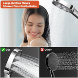 Douchekop, 8 straalsoorten, Douchekop, Waterbesparende douchekop, Regendouche, Met één hand verstelbaar, Grote douchekop, Drukverhogend (douchekop)