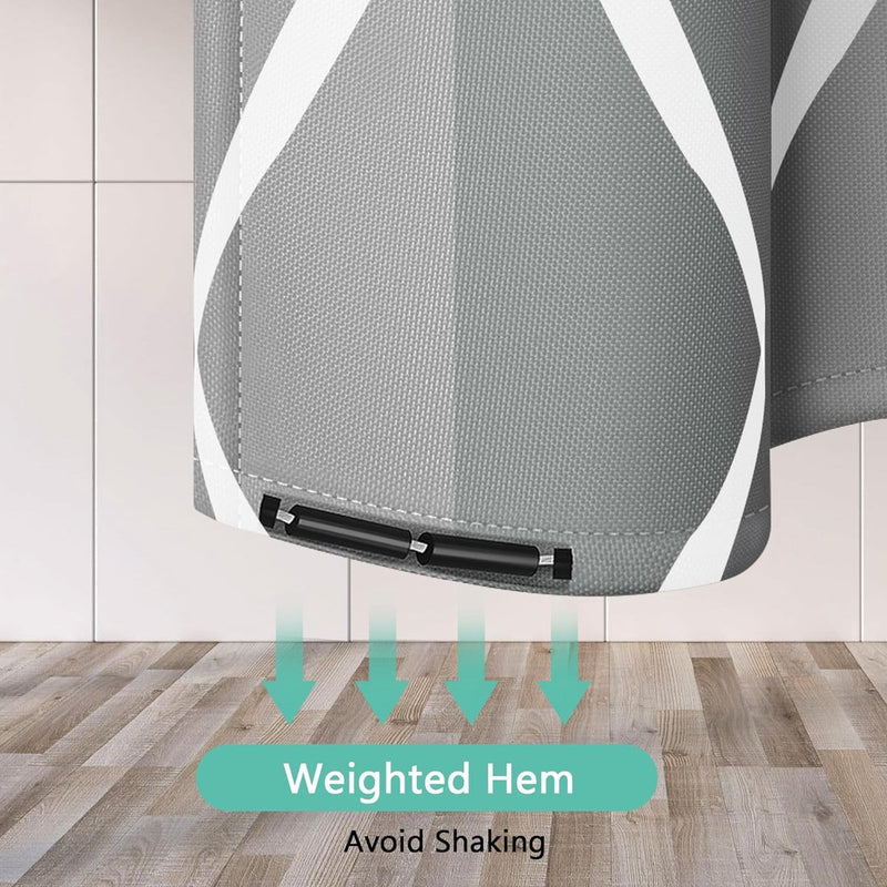 Douchegordijn, 240 x 200 cm, waterdicht, textiel, wasbaar, met 12 douchegordijnringen, polyester douchegordijn met gewicht aan de onderkant, meerkleurig, golven, grijs, ombre douchegordijn