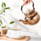 1200 ml theepot / koffiepot, roestvrij stalen theepot met zeefinzet - fijne roestvrijstalen infuser om losse bladeren thee te zetten (brons)