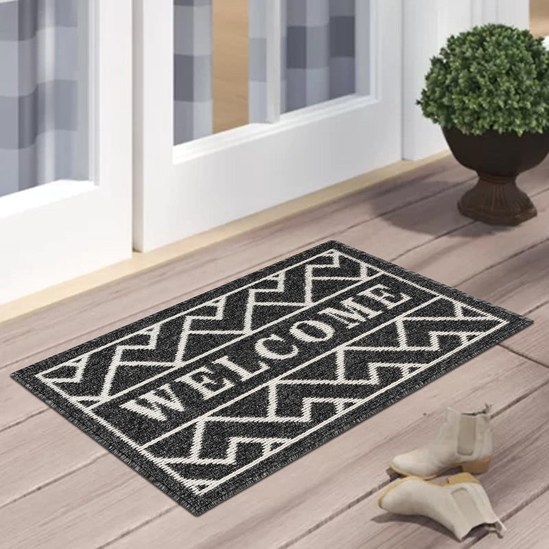 Deurmat voor binnen, 50 x 80 cm, zwart, antislip, wasbaar, vuilvangmat, waterabsorberende deurmat, vuilvanger, tapijt voor ingang, voordeur, patio, hal