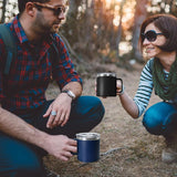 Roestvrijstalen thermosbeker met deksel, 473 ml, dubbelwandig, met handvat, lekvrij, campingbeker, reisbeker, bierpul, BPA-vrij