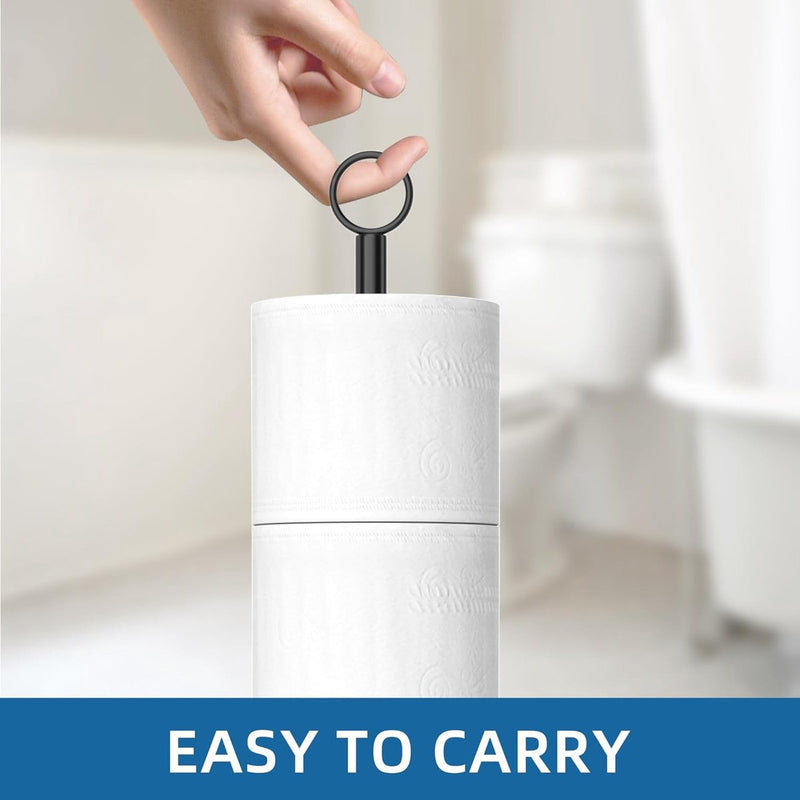 Zwarte toiletrolhouder vrijstaand: roestvrijstalen toiletrolhouder opbergstandaard voor het opbergen van reserverollen - toiletrolhouder voor badkamer