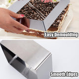 Rechthoekig bakframe, 3 stuks, taartvorm, rechthoekig, taartringset, 10/15/20 cm, roestvrij staal, bakvorm, hoekigring, hoog, 4 cm, voor meerlaagse cakes, gebak, moussecake