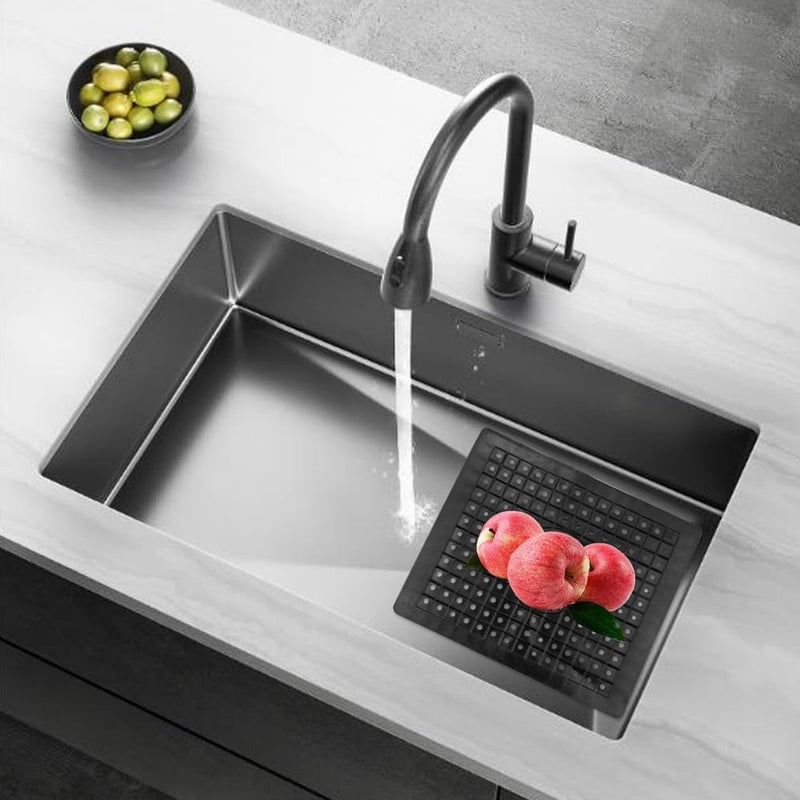 Set van 2 siliconen schoteldroogmat gootsteen, zwart witte gootsteenmat, vierkante gootsteenmat voor gootstenen met afvoergat aanrechtinzet keuken