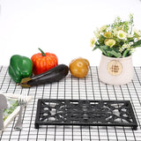 Gietijzeren potmat met vlinderpatroon, vintage roestvrij hittebestendig onderzetter met rubberen voetjes voor eettafel keuken hotpotbasis, kom zwart (25,5 x 15,8 x 1,6 cm)