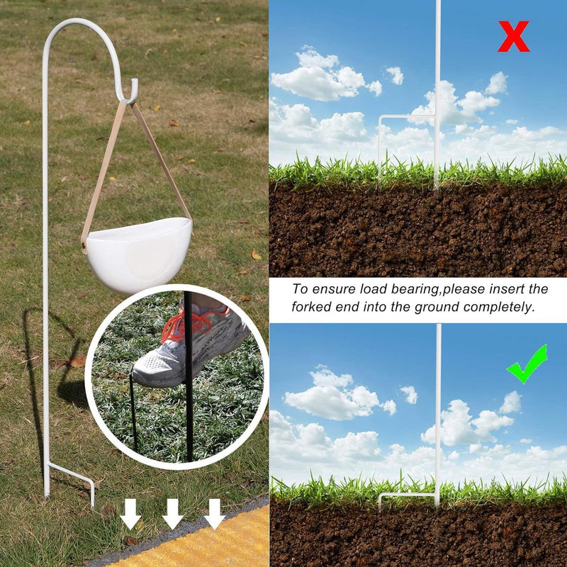 8 stuks herdershaken van metaal, tuinstok, tuinsteker met haken voor zonnelampen, lantaarns, bruiloften, plantenmanden, bloemenbol 90 cm, wit