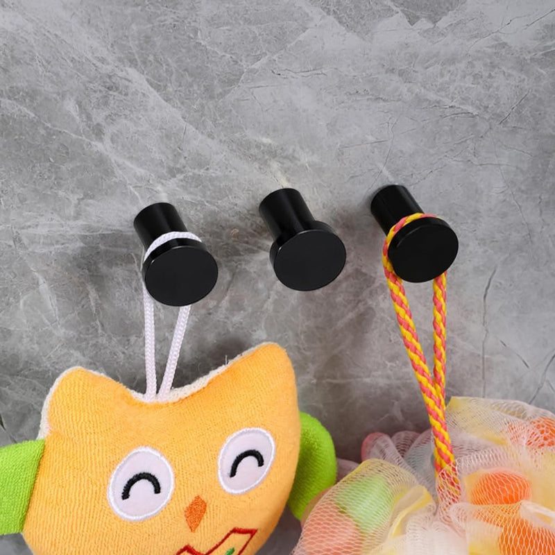 Kapstokken, zwart, 6 stuks enkele kapstokken, handdoekhaken, wandkapstokken, wandhaken, robuust voor het vastschroeven aan kledingkast, keuken, badkamer, kinderkamer (zwart)