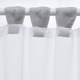 Vitrage, voile, bistrogordijn met lussen, transparant gordijn, modern, raamgordijn, gaas, voor keuken en woonkamer, landhuis (h x b) 60 x 90 cm, grijze rand)