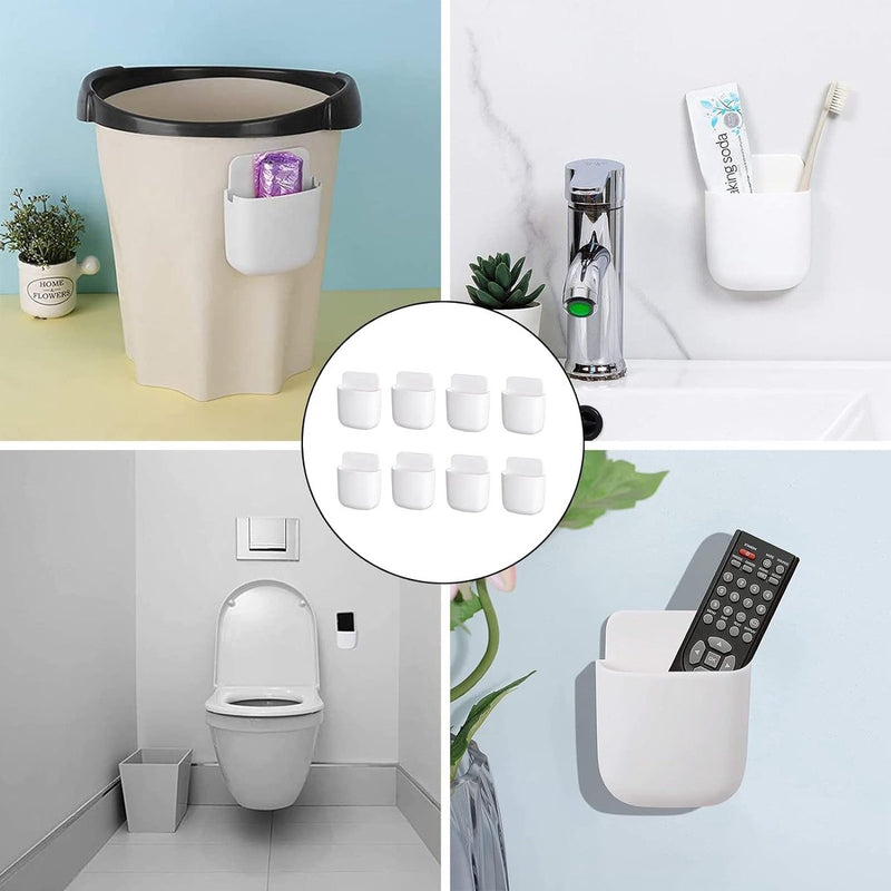 8 stuks afstandsbedieningshouders, organizer, telefoonhouder, wandorganizer, tv-airconditioning, wandhouder, Damage-vrije opbergdoos, mini-opbergdoos voor thuis en op kantoor, wit