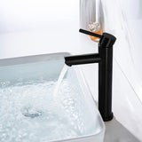 Hoge Zwarte Badkamerkran, Elegante Stijl Kraan Wastafel Voor Badkamer, Roestvrij Staal Eengreepsmengkraan Keramische Klep Wastafelmengkraan