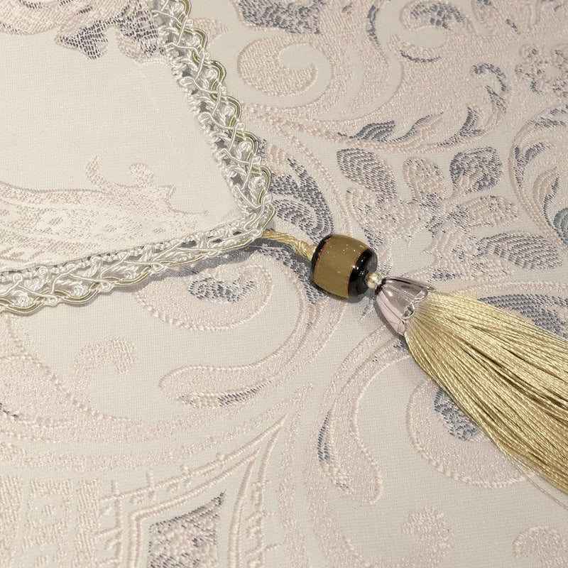 Tafelkleed met kwastjes, waterafstotend, voor eettafel, vakantie, feest, woonkamerdecoratie, 140 x 200 cm, licht abrikoos