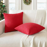 Set van 2 kussenslopen, effen, linnenlook, kussenslopen, moderne sierkussens, voor bank, slaapkamer, thuis, decoratie, 40 x 40 cm, rood