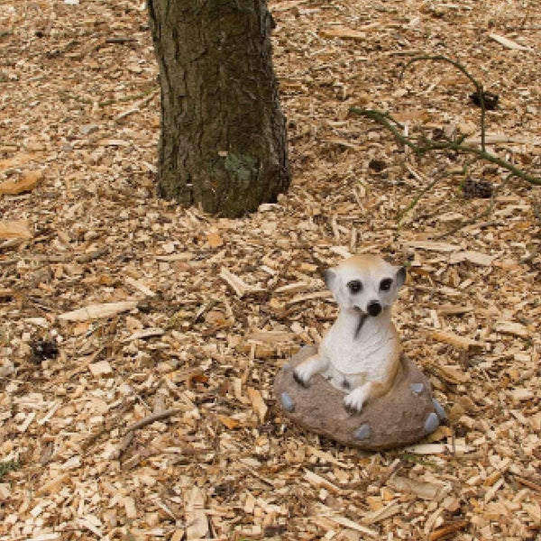 Meerkat tuinfiguur in grondgat van hars - weerbestendige tuinfiguren voor buitengebruik - handbeschilderde tuinfiguren groot - decoratieve tuinfiguur voor buitengebruik