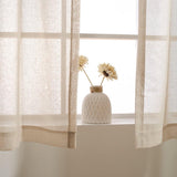 Voile gordijnen met lussen, transparante gordijnen, voor woon- en slaapkamer, keuken, 145 cm x 140 cm (h x b), set van 2, beige