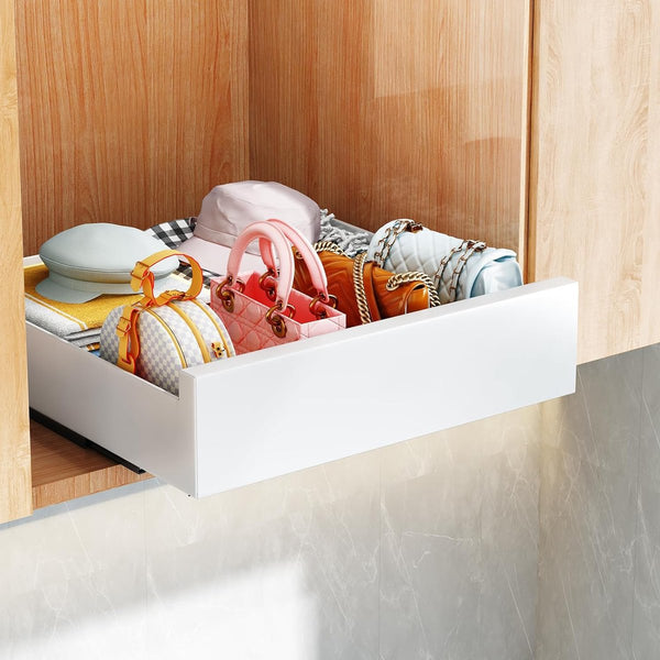 Uittrekbare kastorganizer, uittrekbare ladeplanken voor keukenkast, uitrolbare uittrekbare lade (30 cm B x 43 cm D x 9 cm H), boren en spijkeren niet nodig (wit)