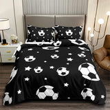 Voetbalbeddengoed, 135 x 200 cm, voor kinderen, jongens, tieners, sportdekbedovertrekset voor eenpersoonsbed, modern bedrukte dekbedovertrekken met ritssluiting en kussensloop van 80 x 80 cm