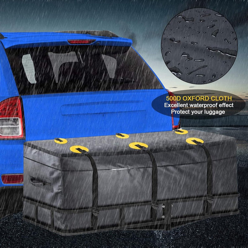 Dakkoffer, opvouwbare dakkoffer, 15 kubieke voet waterdichte auto-opbergdoos voor met of zonder bagagedrager, reis- en bagagevervoer, auto's, bestelwagens, SUV's, zwart