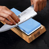 Slijpsteen mes [verbrede grootte], korrel 1000/6000 slijpsteen wetsteen professioneel 2-in-1 dubbelzijdig met aflijnsteen en hoekgeleiding, blauw/wit