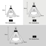 Tipi tent voor huisdieren, kattentent van katoenen linnen, hondentent, afneembaar en wasbaar, huisdierentent met kussen, huisdiertent, wegklappen, meubels, 60 x 60 x 70 cm