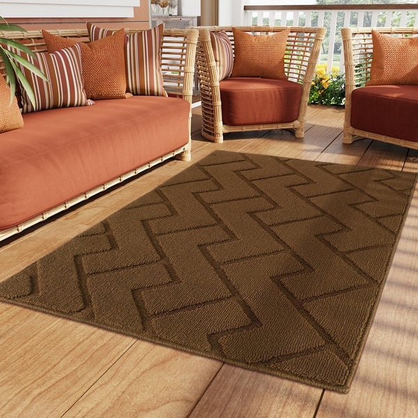 Deurmat voor binnen en buiten, wasbaar, entreement, binnen, vuilvangmat, antislip, deurmat voor entree, patio, hal, tuin, binnen en buiten (donkerbruin, 90 x 150 cm)