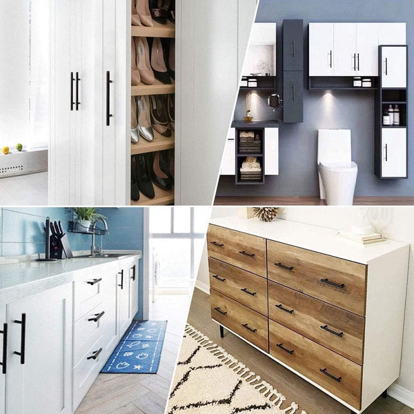 Meubelgrepen, zwart, 128 mm, roestvrijstalen buis, voor kasten, laden, keuken- en badkamermeubels, diameter: 12 mm, 10 stuks