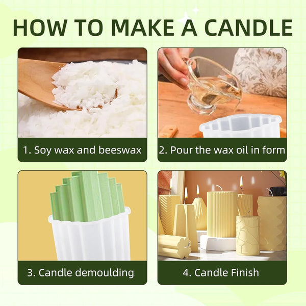 Kaarsenvorm Siliconen 4-delig, Kaarsenvormen voor gietset, 3D DIY Kaarsen Siliconenvorm Kaarsengietvormen voor handgemaakte zeep, geurkaarsen, knutselornamenten, kaarsen DIY-vormenset