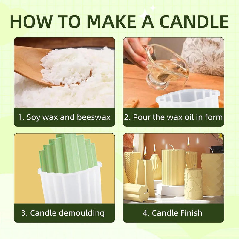 Kaarsenvorm Siliconen 4-delig, Kaarsenvormen voor gietset, 3D DIY Kaarsen Siliconenvorm Kaarsengietvormen voor handgemaakte zeep, geurkaarsen, knutselornamenten, kaarsen DIY-vormenset