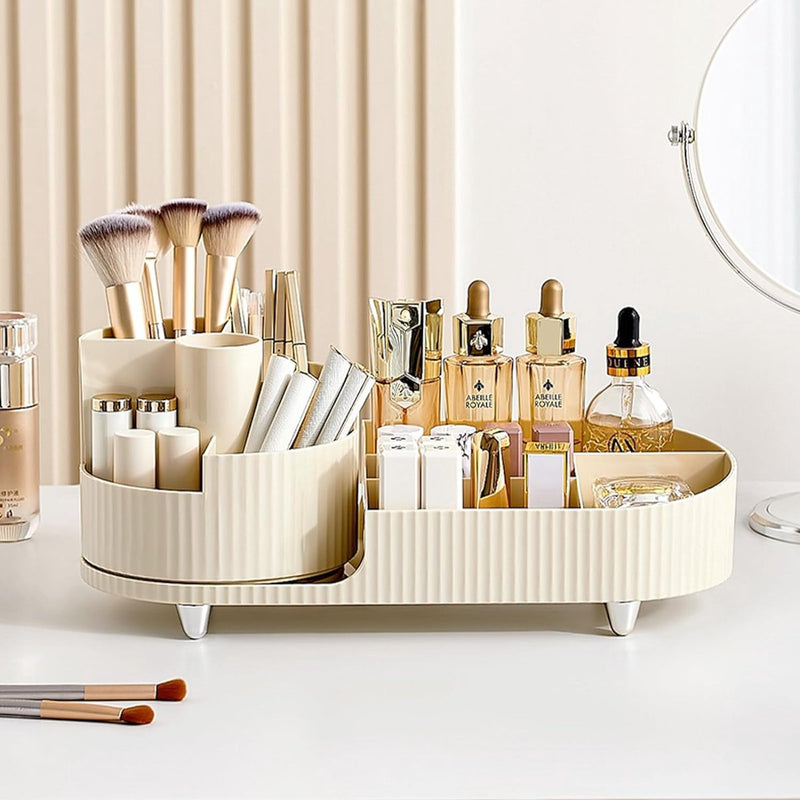 Make-up organizer Draaibaar, 2 in 1 cosmetische organizer, organizer kaptafelborstel, make-up organizer voor kaptafel slaapkamer badkamer