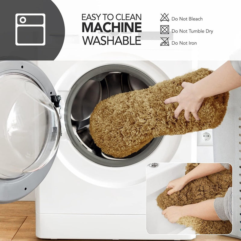 Badmat, wasbaar, badmat, antislip, absorberend, microvezel, badmat voor douche, bad en toilet, 50 x 80 cm, taupe, 1 stuk