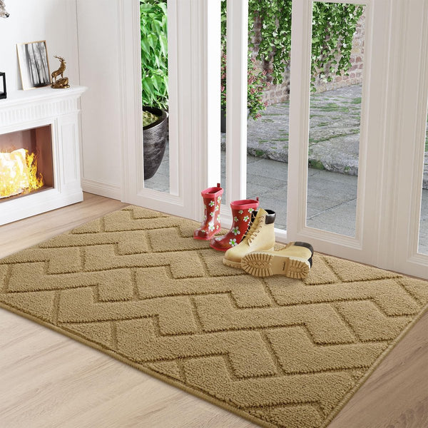 Deurmat, bruin, 90 x 150 cm, voor binnen en buiten, wasbare vloermat, waterdichte deurmat, antislip vuilvanger, tapijt voor ingang, huisdeur, patio, hal, tuin