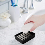 Keramische zeepbakje SUS304 badkamer dubbellaags zeepbakje zelflozende zeepbakje zeg nee tegen pluizige zeep eenvoudige reiniging (zwart)