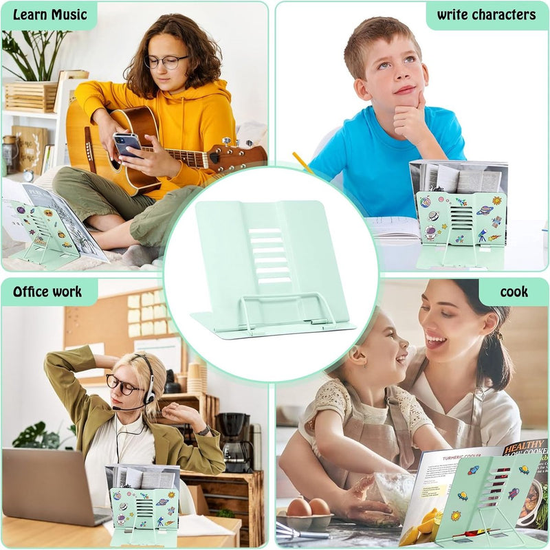 Boekenstandaard, metaal, verstelbare boekenhouder, leesstandaard, boekensteun voor kinderen, voor het vasthouden van spreekontwerpen