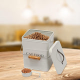 Kattenvoer bewaarpot, met deksel en lepel, kattenvoercontainer, droogvoercontainer, voorraadpot-wit