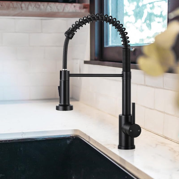 Keukenkraan, zwart, wastafelmengkraan keuken met dubbele functie, roestvrijstalen keukenkraan, 360 graden draaibare wastafelkraan, keukenkraan met mixer, zwart