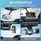 Auto-achteruitkijkspiegel mobiele telefoonhouder, multifunctionele universele 360 draaibare intrekbare auto-achteruitkijkspiegel cliphouder voor alle mobiele telefoons