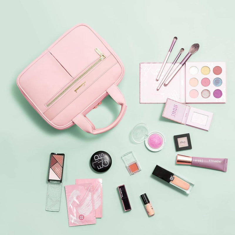 Toilettas voor dames, groot, toilettas om op te hangen, reis-toilettas, make-uptas, hangende toilettas, grote toilettas, waterdichte toilettas, reis-make-uptas, roze, Toilettas voor op reis