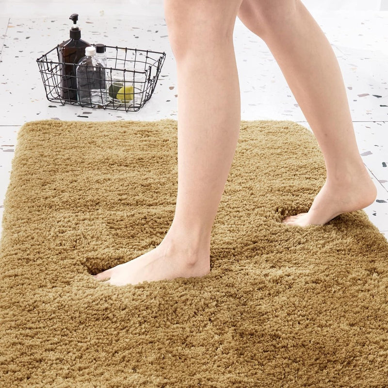 Badmat, wasbaar, badmat, antislip, absorberend, microvezel, badmat voor douche, bad en toilet, 50 x 80 cm, taupe, 1 stuk