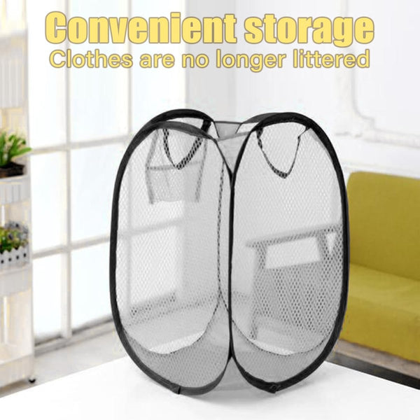 2 stuks opvouwbare wasmandset, pop-up 75 liter, wasmand, opvouwbaar, met zijzak, wasverzamelaar met handgrepen, wasmand voor bijkeuken, netjes opbergen van kleding (zwart)