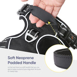 Hondenharnas, No-Pull hondenharnas, borstharnas voor middelgrote honden, zacht, ademend, instelbaar, reflecterend, anti-trek met gevoerde handgreep, zwart, M