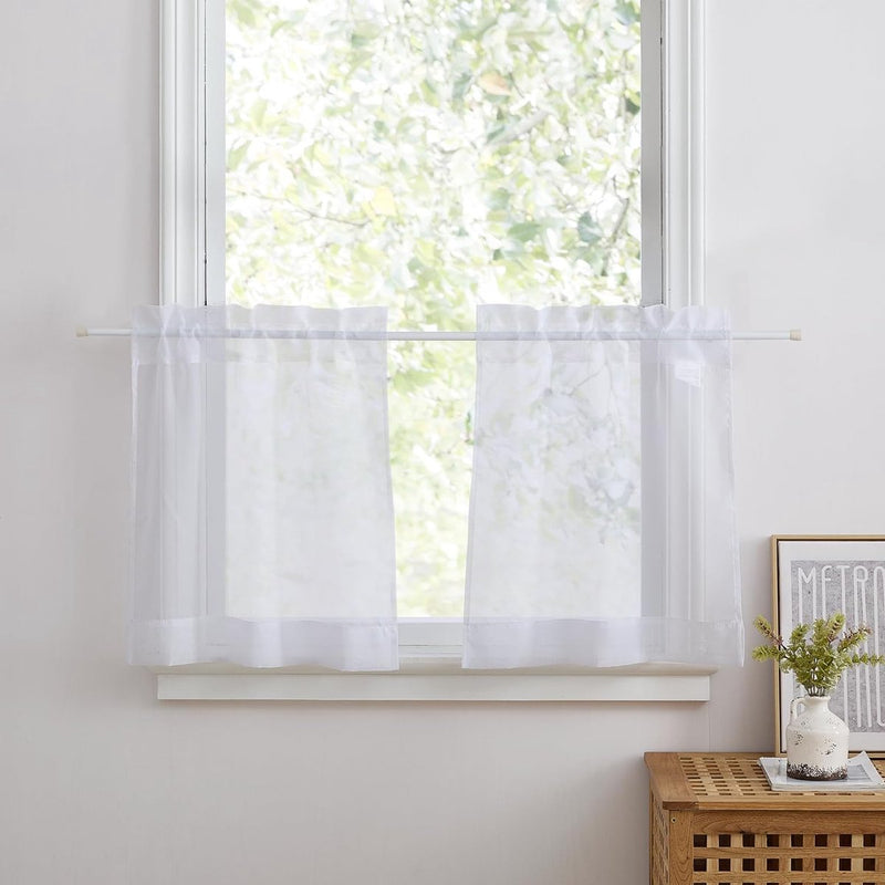 Netgordijnen moderne winkels gordijnen wit transparant raamgordijnen set van 2 W 60 x H 45 cm bistrogordijnen keuken korte gordijnen voor keuken/badkamer raamgordijnen caravan